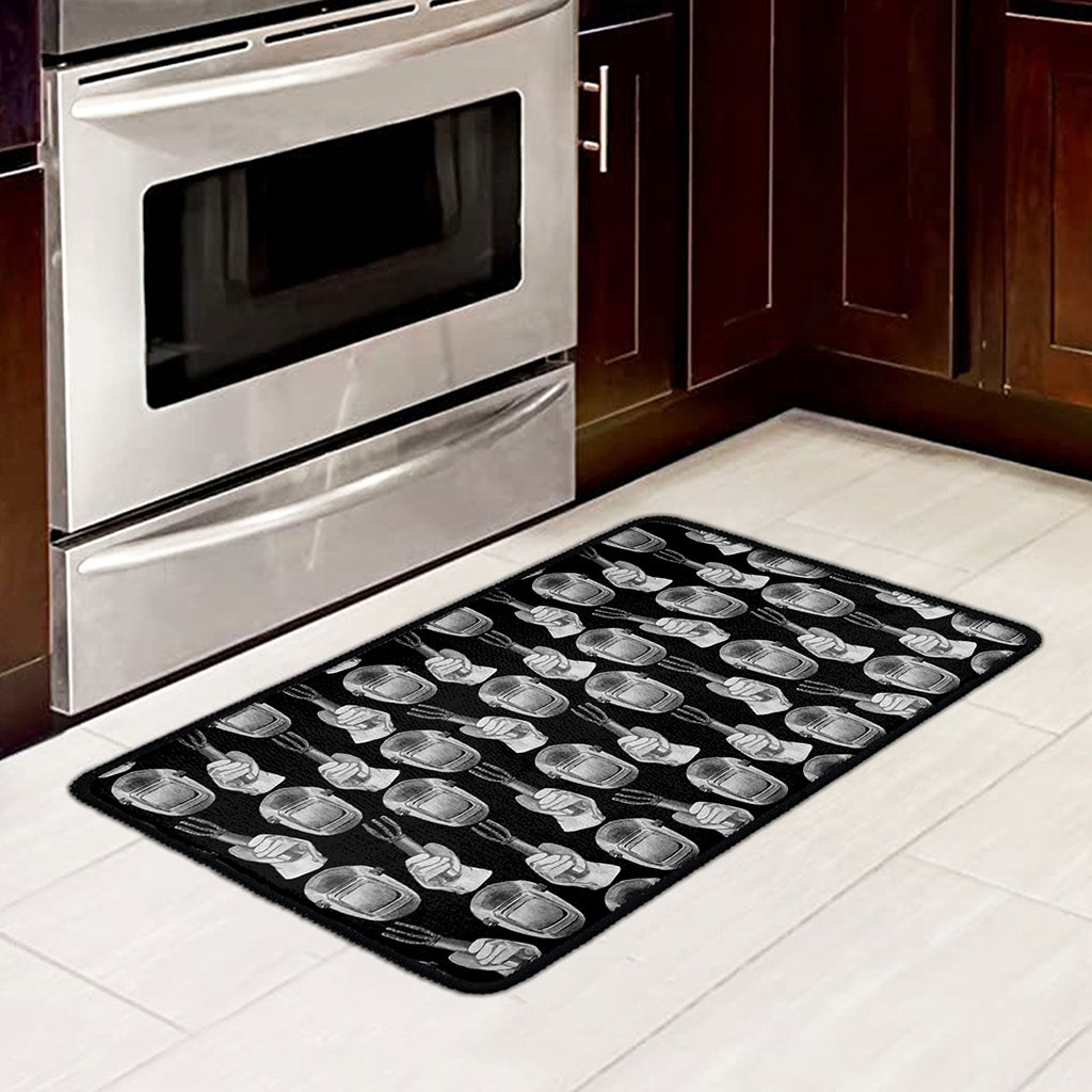 Watercolor Welder Pattern Print Kitchen Mat