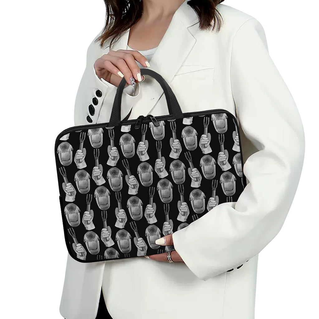 Watercolor Welder Pattern Print Laptop Sleeve With Handle