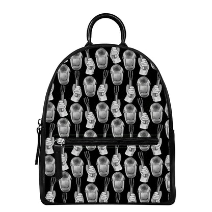 Watercolor Welder Pattern Print Leather Backpack