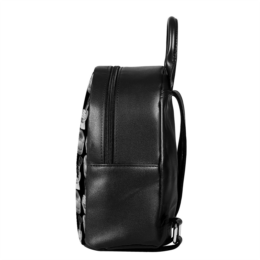 Watercolor Welder Pattern Print Leather Backpack