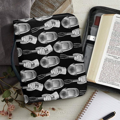 Watercolor Welder Pattern Print Leather Bible Cover