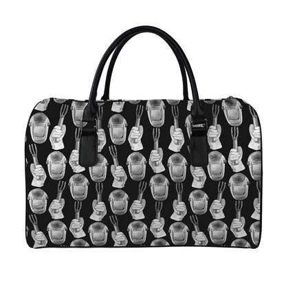 Watercolor Welder Pattern Print Leather Duffle Bag