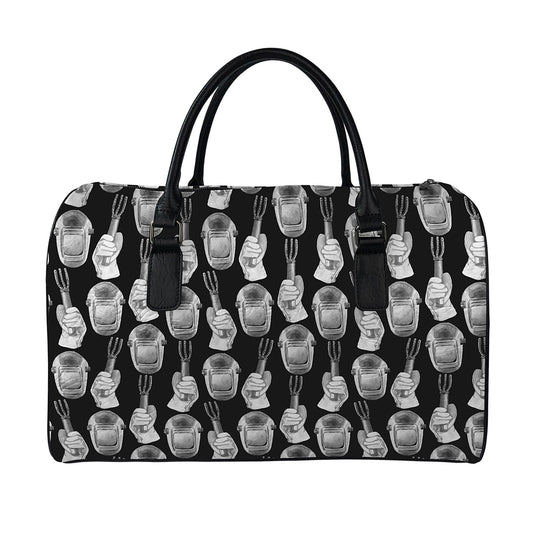 Watercolor Welder Pattern Print Leather Duffle Bag
