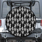 Watercolor Welder Pattern Print Leather Spare Tire Cover