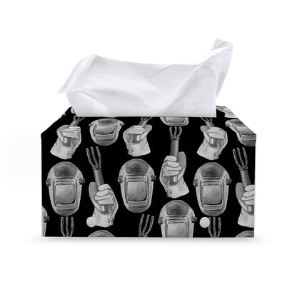 Watercolor Welder Pattern Print Leather Tissue Box Cover