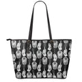 Watercolor Welder Pattern Print Leather Tote Bag With Zipper