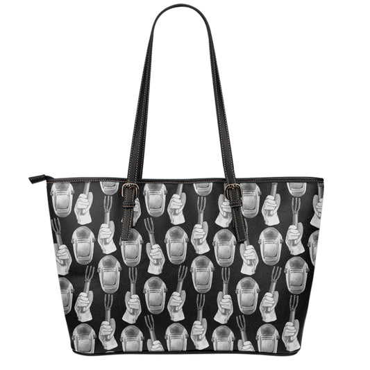 Watercolor Welder Pattern Print Leather Tote Bag