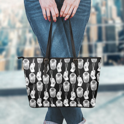 Watercolor Welder Pattern Print Leather Tote Bag