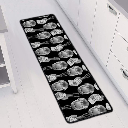 Watercolor Welder Pattern Print Long Kitchen Mat