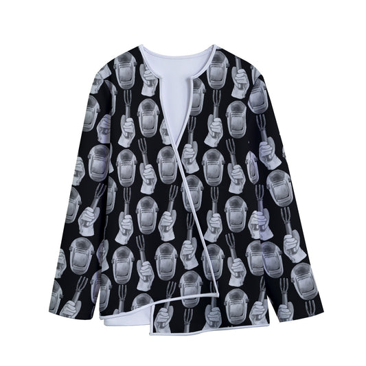 Watercolor Welder Pattern Print Long Sleeve Short Coat