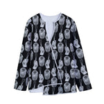 Watercolor Welder Pattern Print Long Sleeve Short Coat