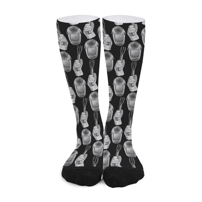 Watercolor Welder Pattern Print Long Socks