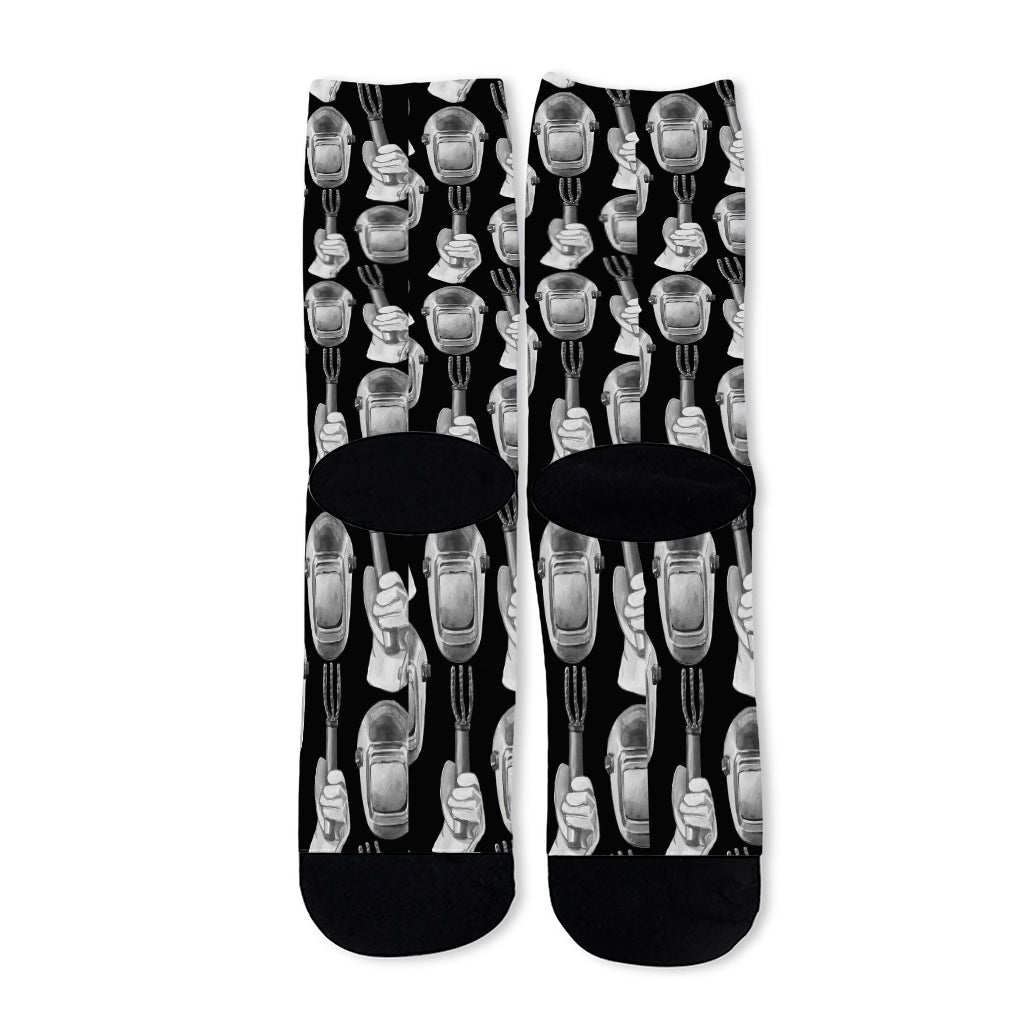 Watercolor Welder Pattern Print Long Socks