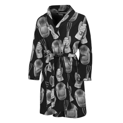 Watercolor Welder Pattern Print Men's Bathrobe