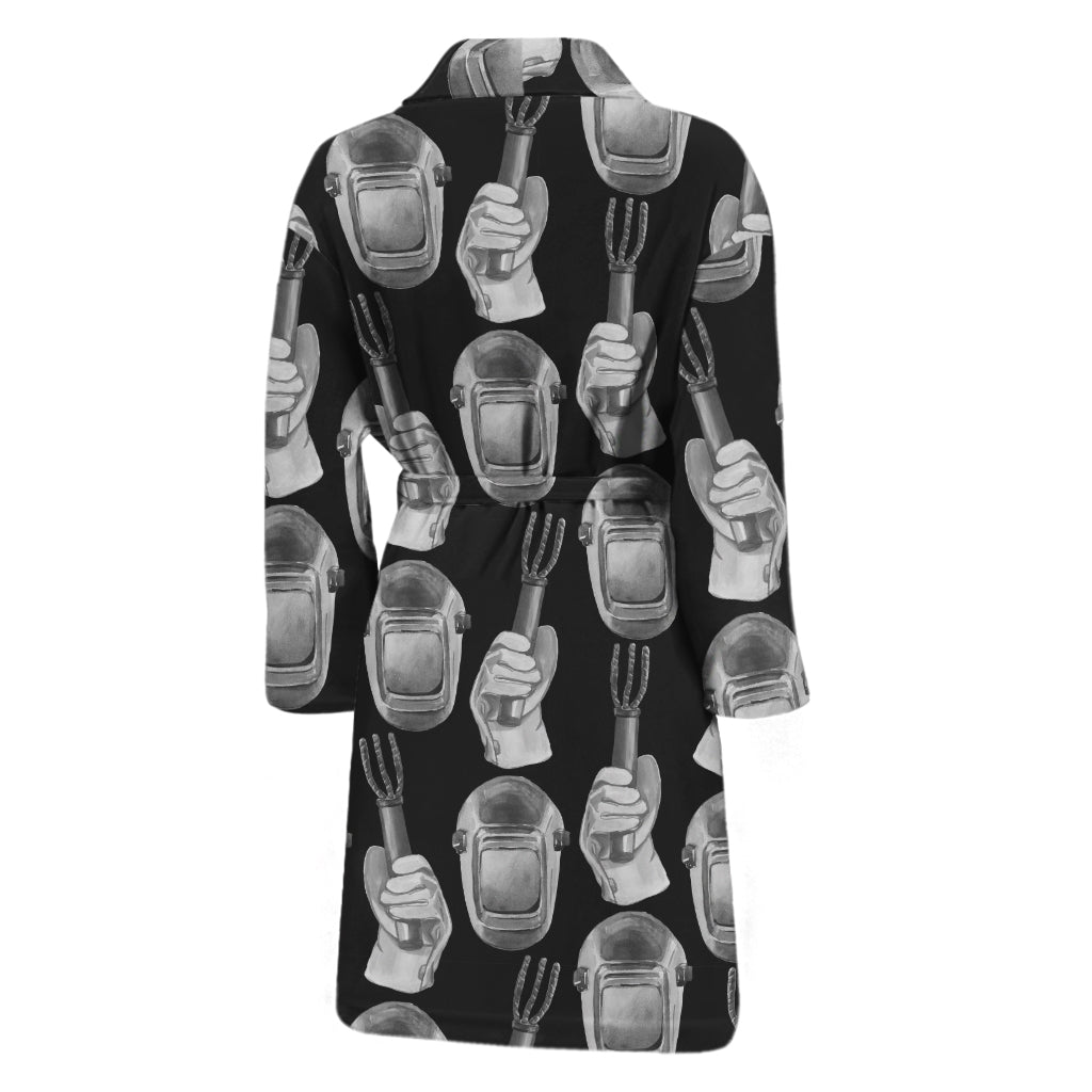 Watercolor Welder Pattern Print Men's Bathrobe
