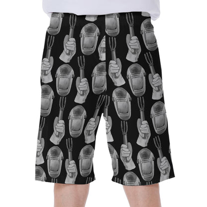 Watercolor Welder Pattern Print Men's Beach Shorts