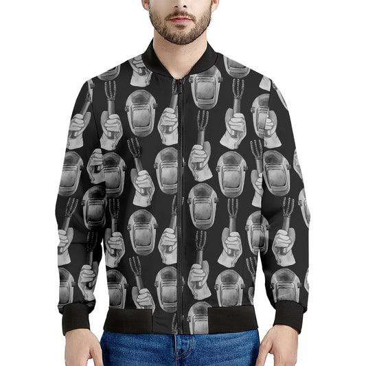 Watercolor Welder Pattern Print Men's Bomber Jacket