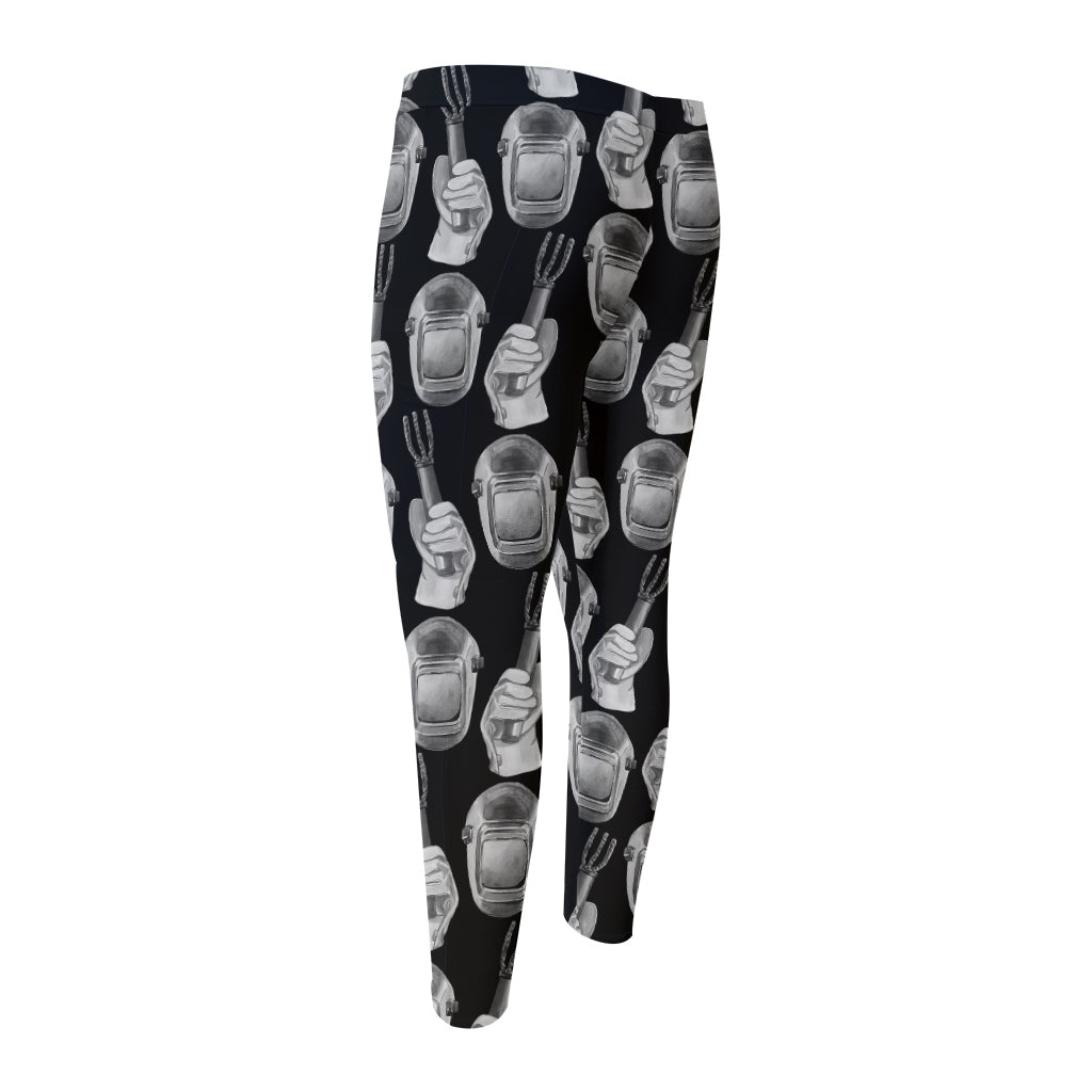 Watercolor Welder Pattern Print Men's Compression Pants