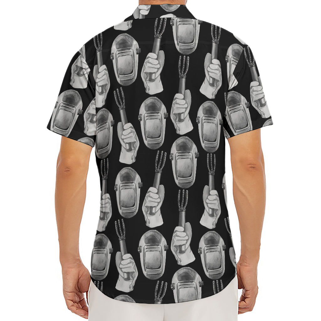 Watercolor Welder Pattern Print Men's Deep V-Neck Shirt