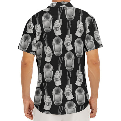 Watercolor Welder Pattern Print Men's Deep V-Neck Shirt