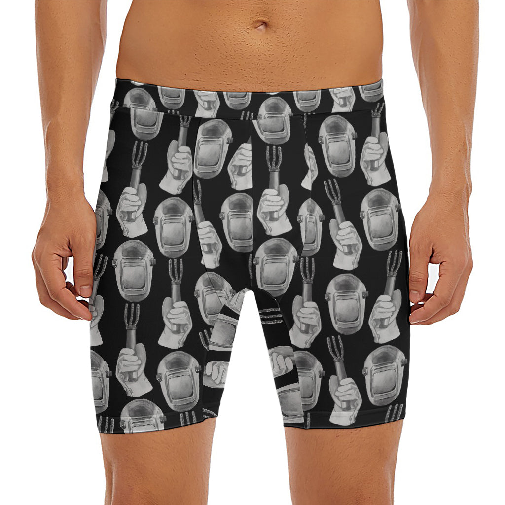 Watercolor Welder Pattern Print Men's Long Boxer Briefs