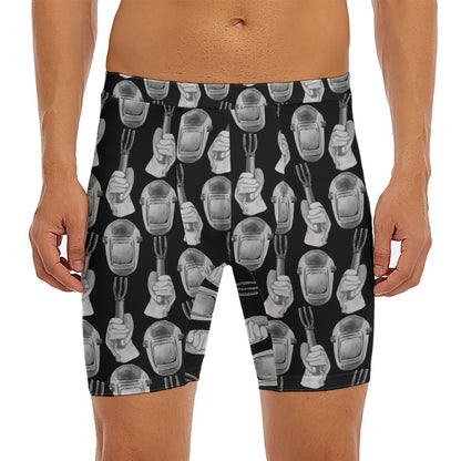 Watercolor Welder Pattern Print Men's Long Boxer Briefs