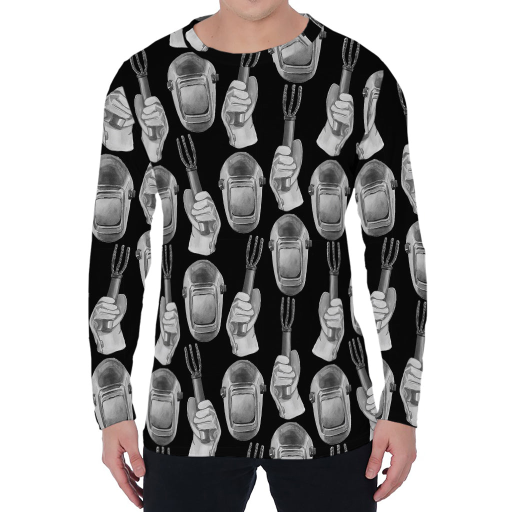 Watercolor Welder Pattern Print Men's Long Sleeve T-Shirt