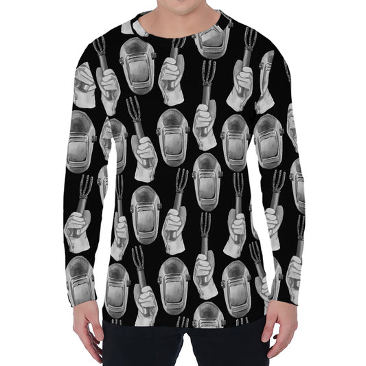 Watercolor Welder Pattern Print Men's Long Sleeve T-Shirt