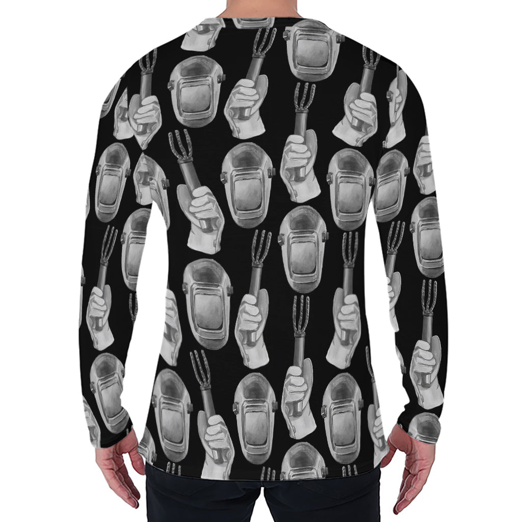 Watercolor Welder Pattern Print Men's Long Sleeve T-Shirt