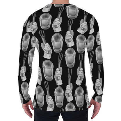Watercolor Welder Pattern Print Men's Long Sleeve T-Shirt