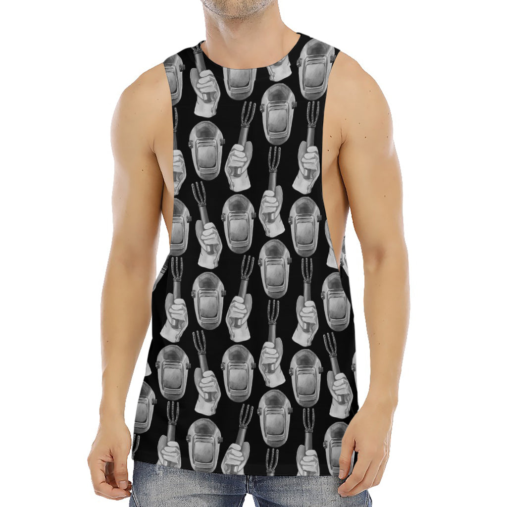 Watercolor Welder Pattern Print Men's Muscle Tank Top
