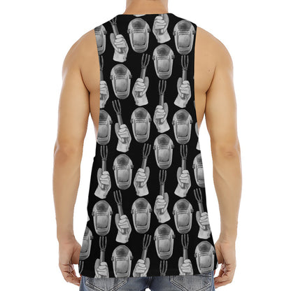 Watercolor Welder Pattern Print Men's Muscle Tank Top