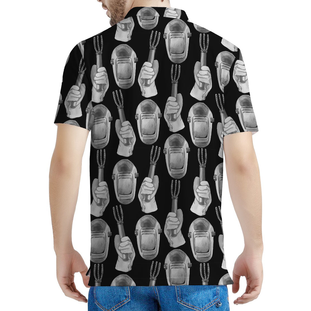 Watercolor Welder Pattern Print Men's Polo Shirt