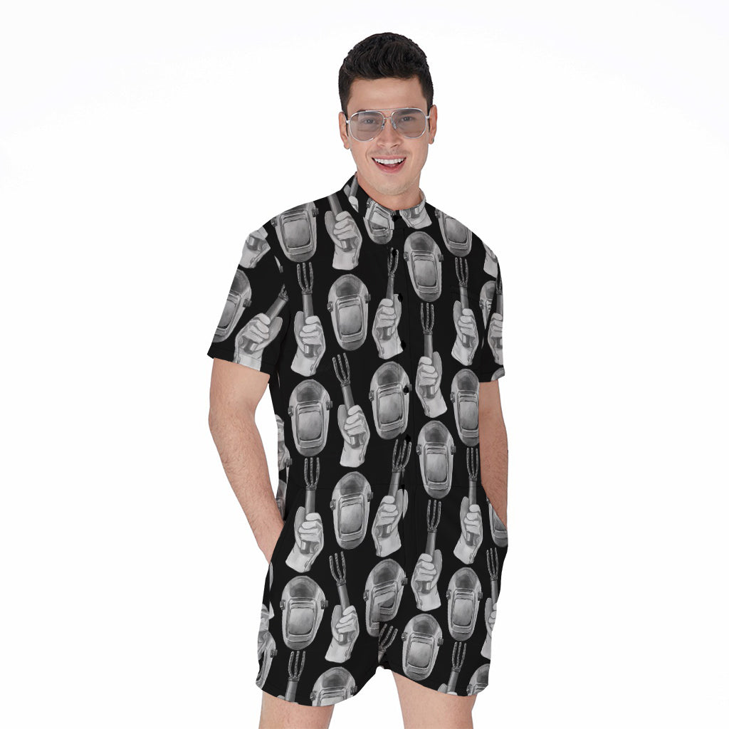 Watercolor Welder Pattern Print Men's Rompers