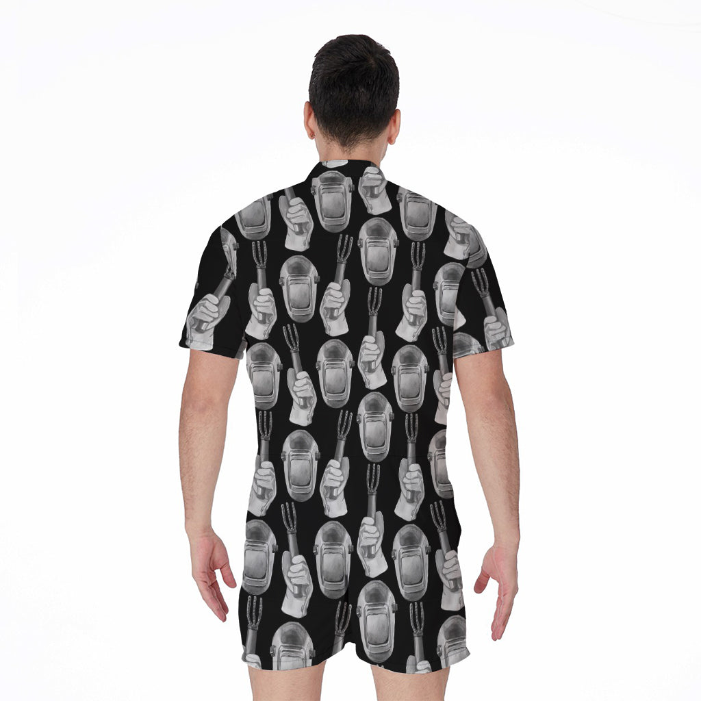 Watercolor Welder Pattern Print Men's Rompers