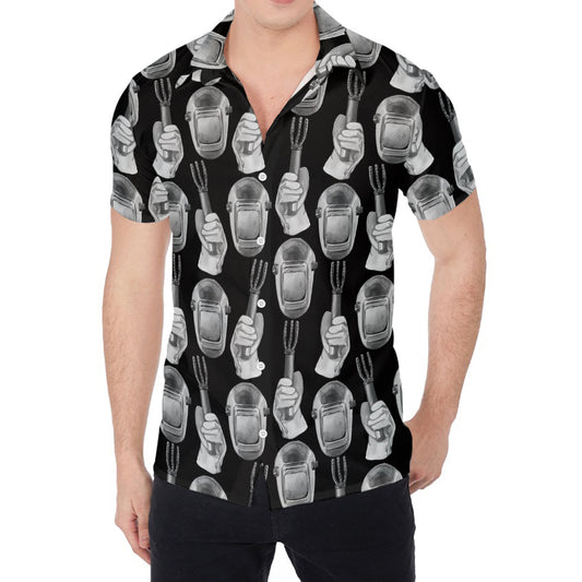 Watercolor Welder Pattern Print Men's Shirt