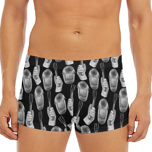 Watercolor Welder Pattern Print Men's Short Boxer Briefs