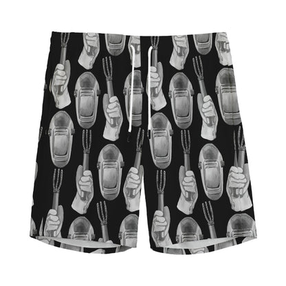 Watercolor Welder Pattern Print Men's Sports Shorts