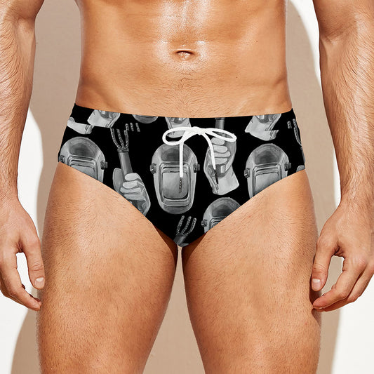 Watercolor Welder Pattern Print Men's Swim Briefs