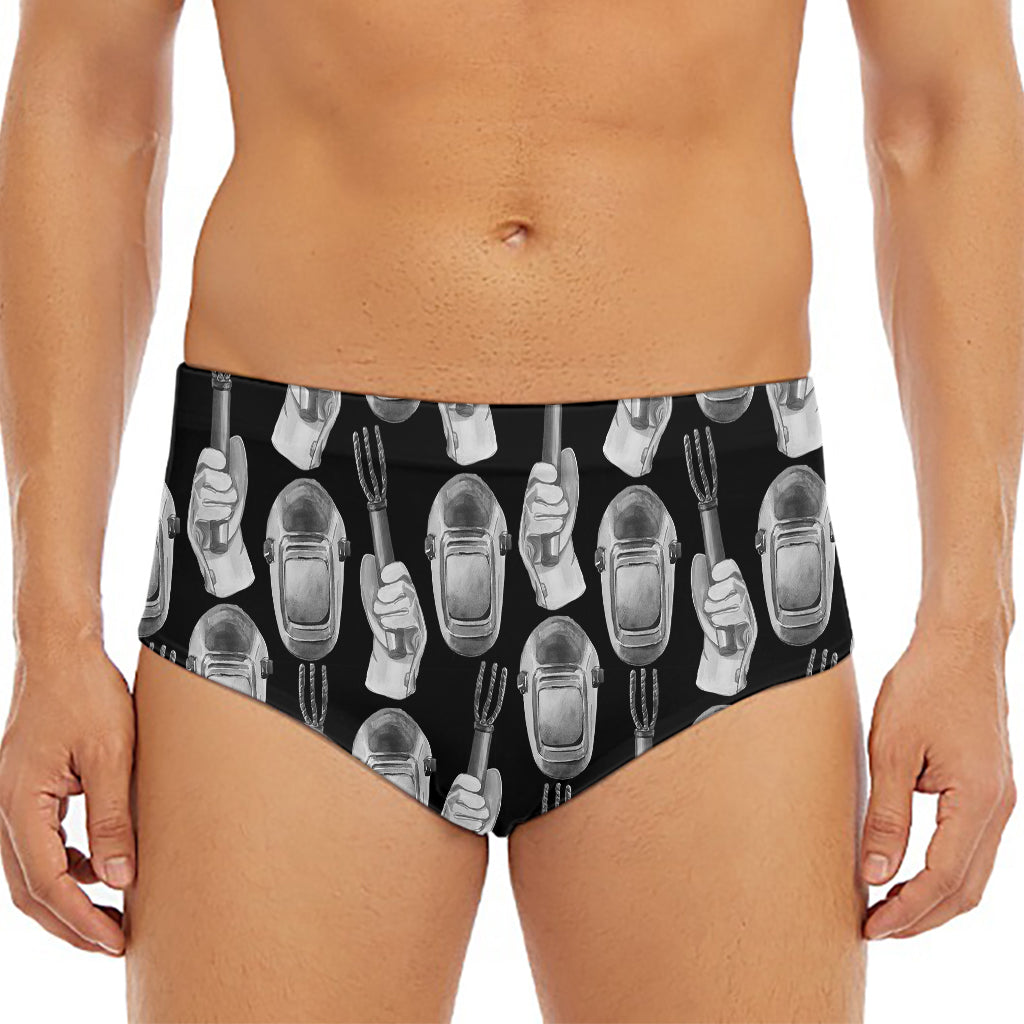 Watercolor Welder Pattern Print Men's Triangle Swim Briefs