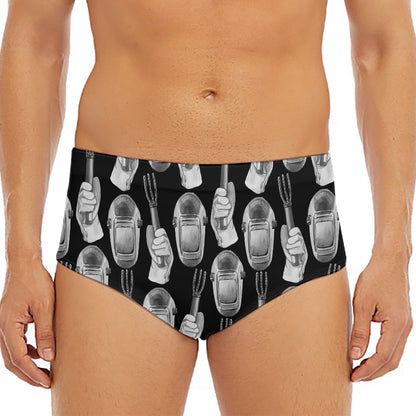 Watercolor Welder Pattern Print Men's Triangle Swim Briefs