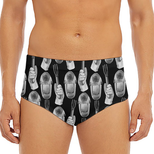 Watercolor Welder Pattern Print Men's Triangle Swim Briefs