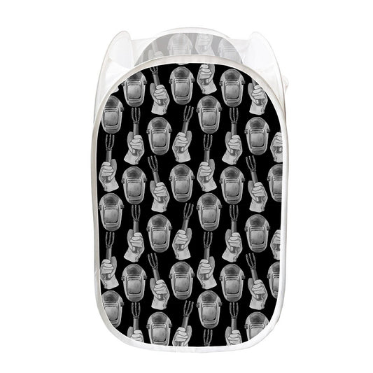Watercolor Welder Pattern Print Mesh Laundry Hamper