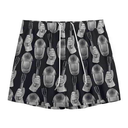 Watercolor Welder Pattern Print Mesh Shorts