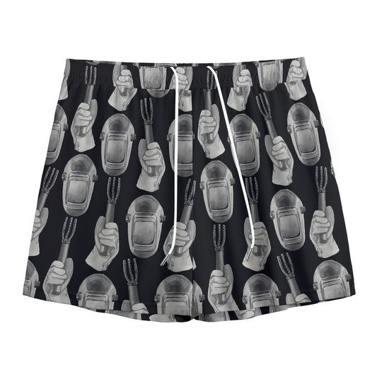 Watercolor Welder Pattern Print Mesh Shorts