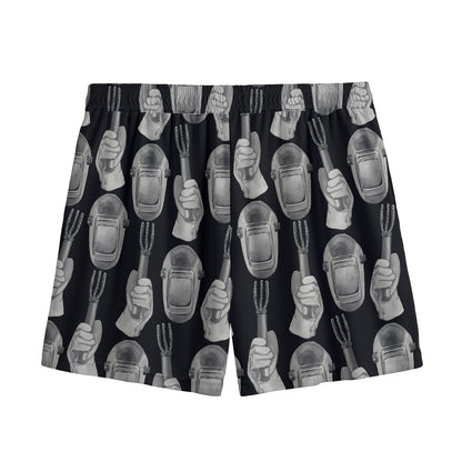 Watercolor Welder Pattern Print Mesh Shorts