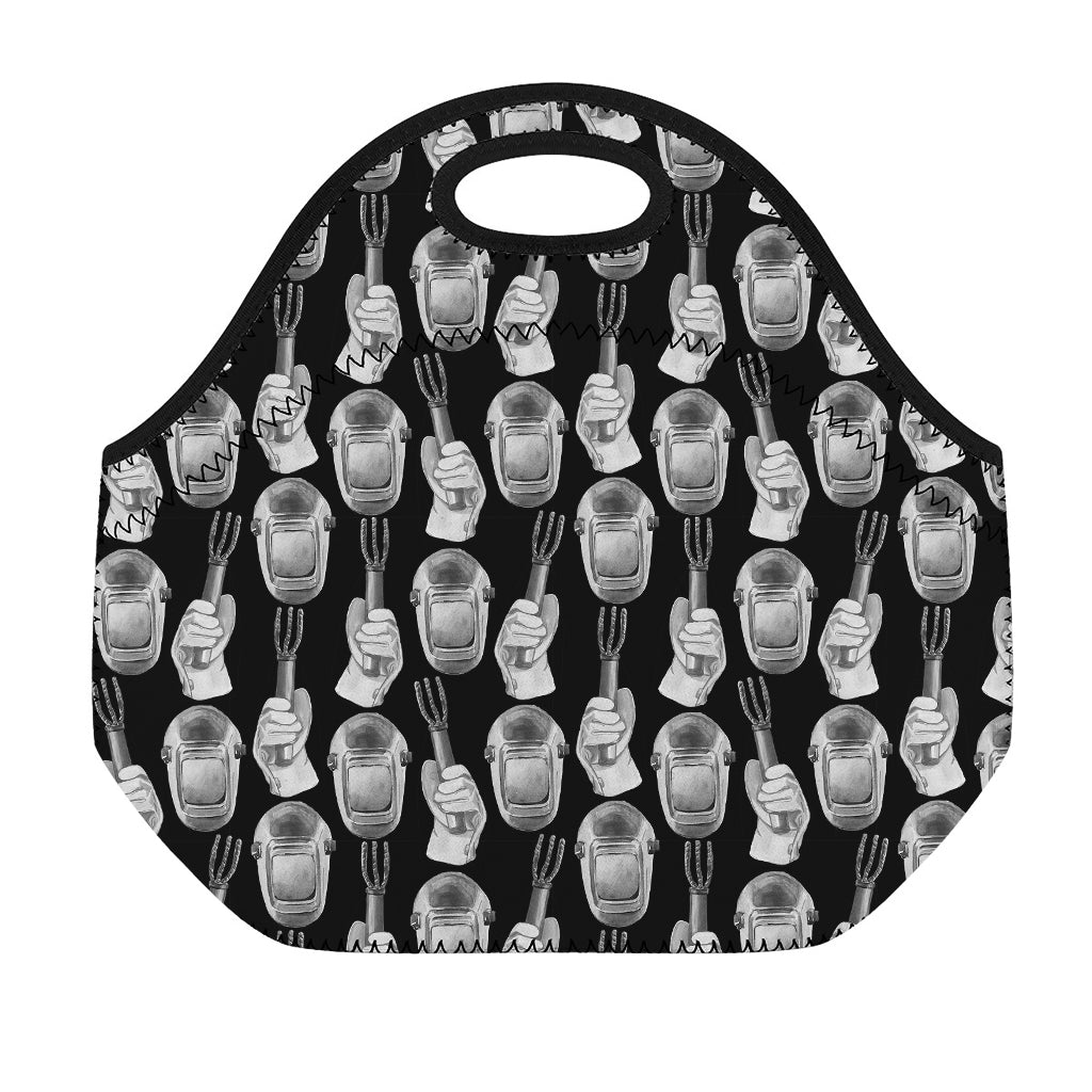 Watercolor Welder Pattern Print Neoprene Lunch Bag
