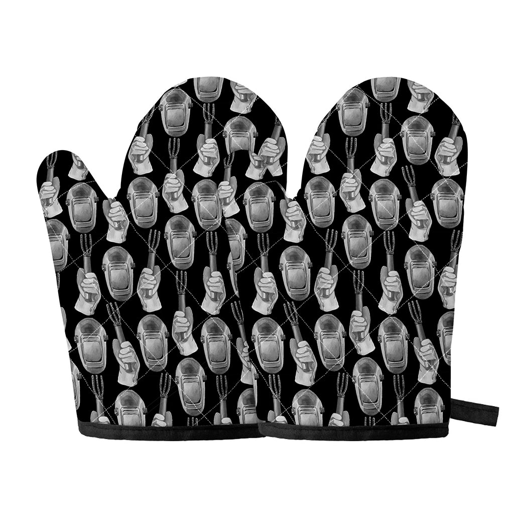 Watercolor Welder Pattern Print Oven Mitts