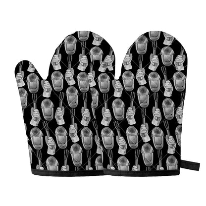 Watercolor Welder Pattern Print Oven Mitts
