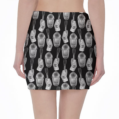 Watercolor Welder Pattern Print Pencil Mini Skirt